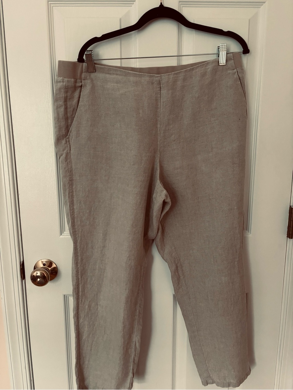 J. Jill Linen Blend Crop Pants in Light Taupe